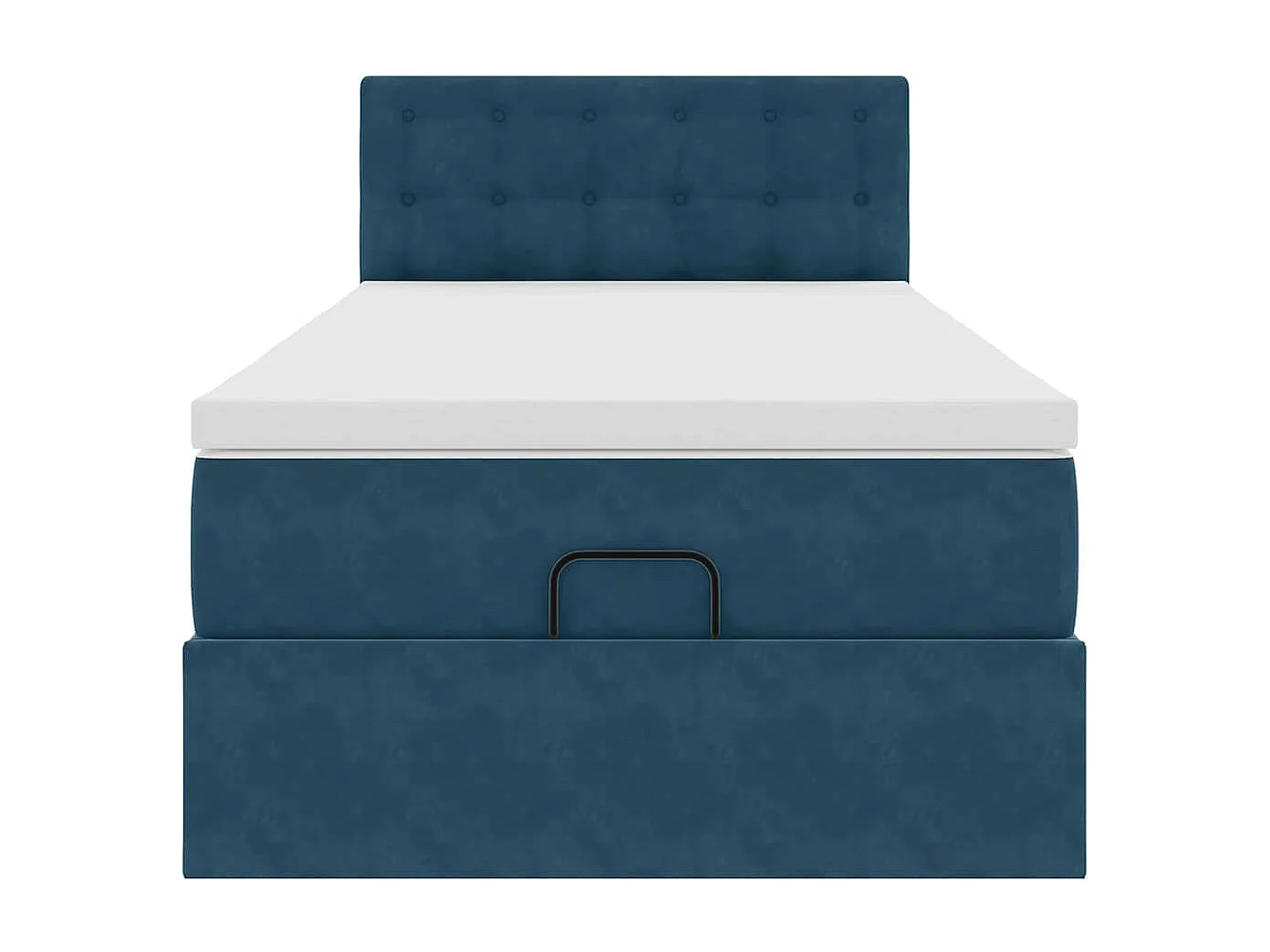 Cadre de lit ottoman avec matelas bleu foncé 100x200 cm velours