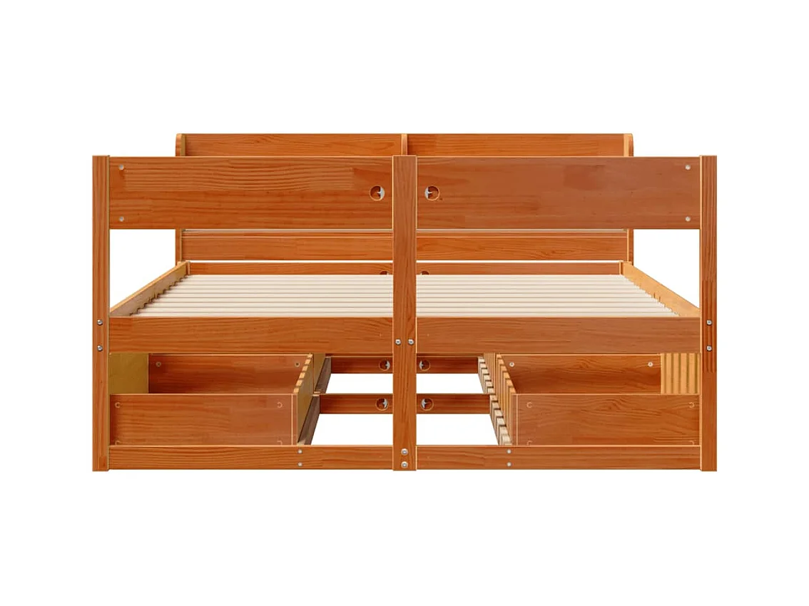 Cadre de lit sans matelas cire marron 160x200cm bois pin massif