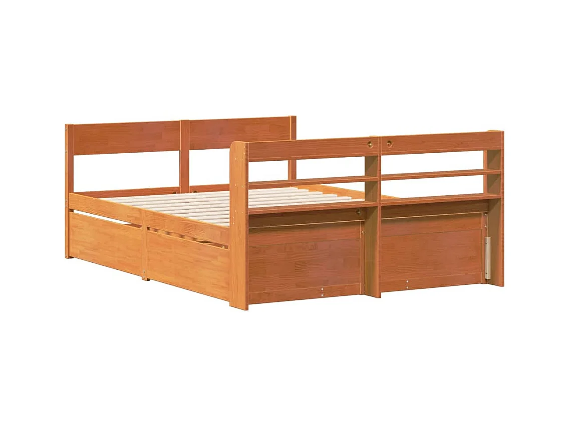 Cadre de lit sans matelas cire marron 160x200cm bois pin massif