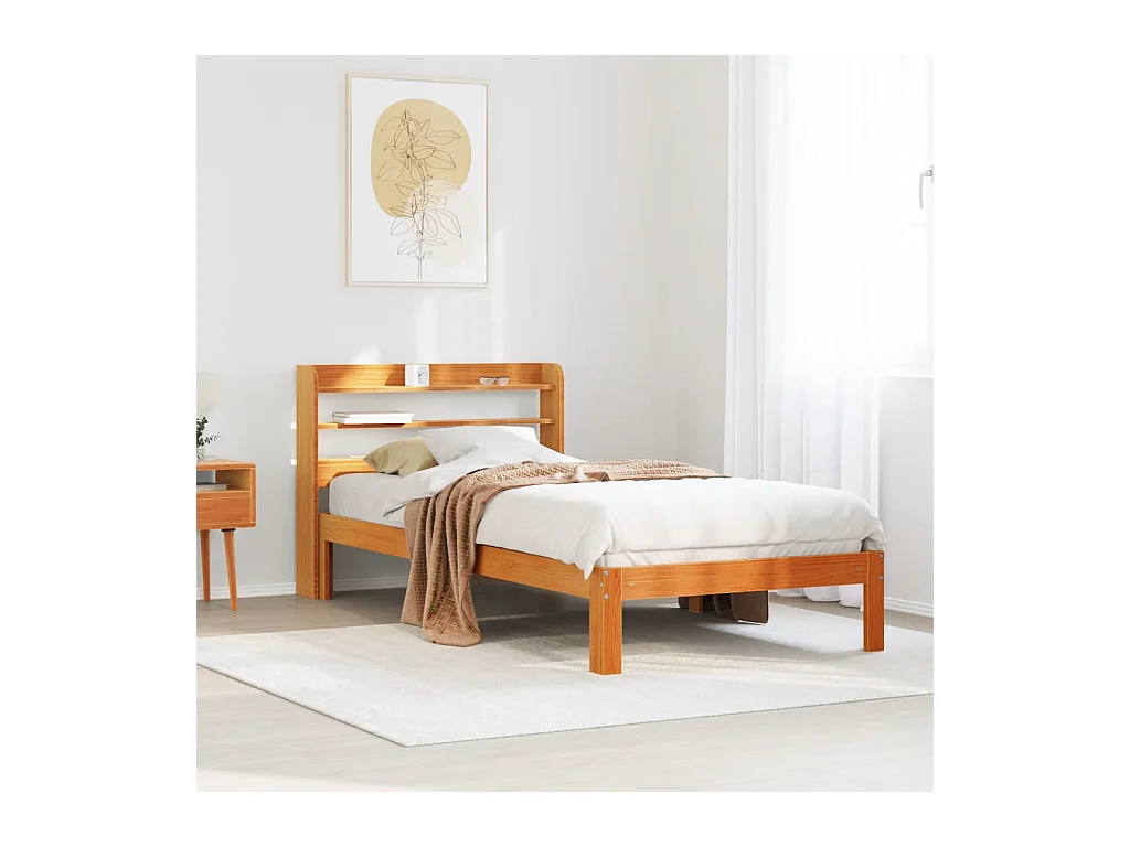 Bedframe zonder matras massief grenenhout wasbruin 100x200 cm