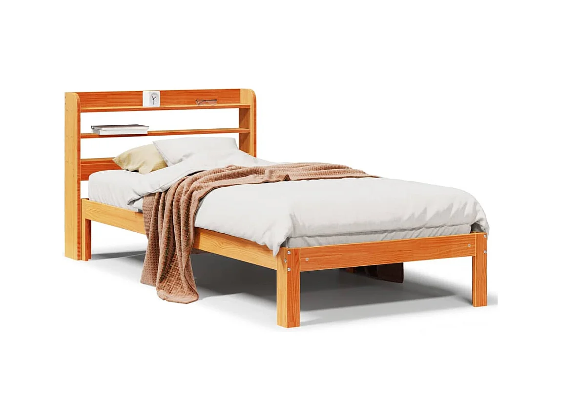 Bedframe zonder matras massief grenenhout wasbruin 100x200 cm