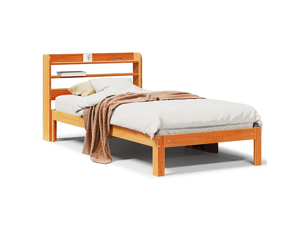 Letto senza Materasso Marrone Cera 100x200 cm in Legno di Pino