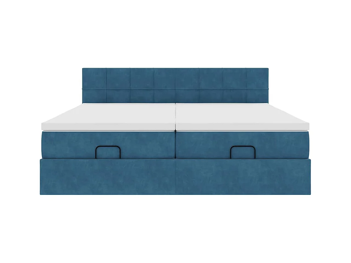 Cadre de lit ottoman avec matelas bleu foncé 160x200 cm velours