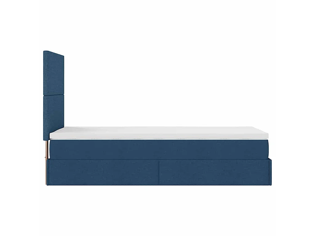 Cadre de lit ottoman avec matelas bleu 90x190 cm tissu