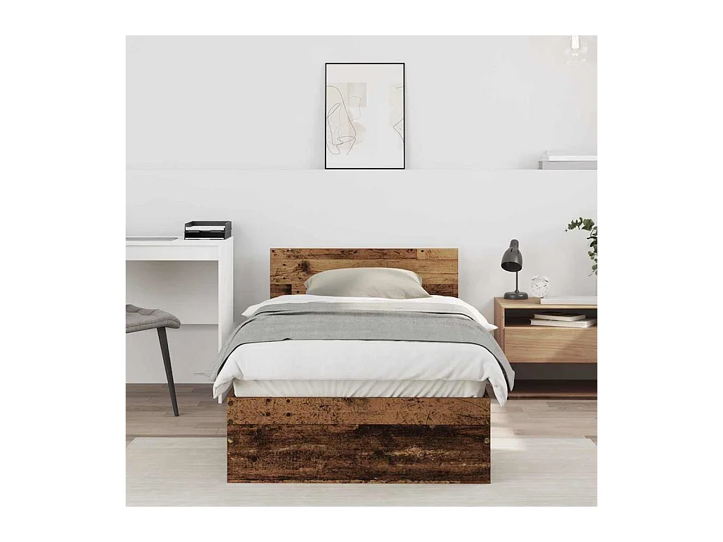 Bettgestell mit Kopfteil Altholz 90 x 190 cm Holzwerkstoff