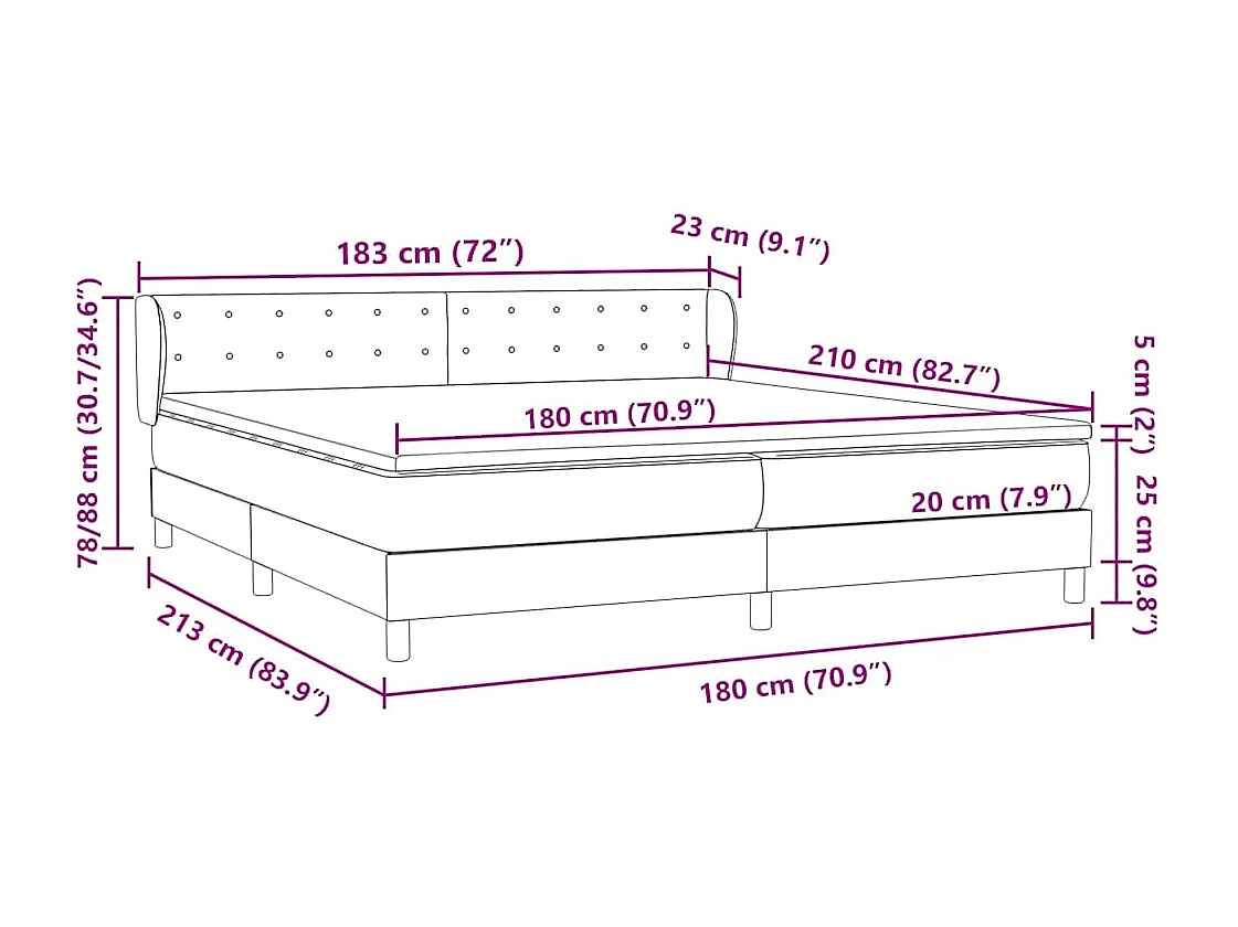 Sommier à lattes de lit avec matelas rose 180x210 cm velours