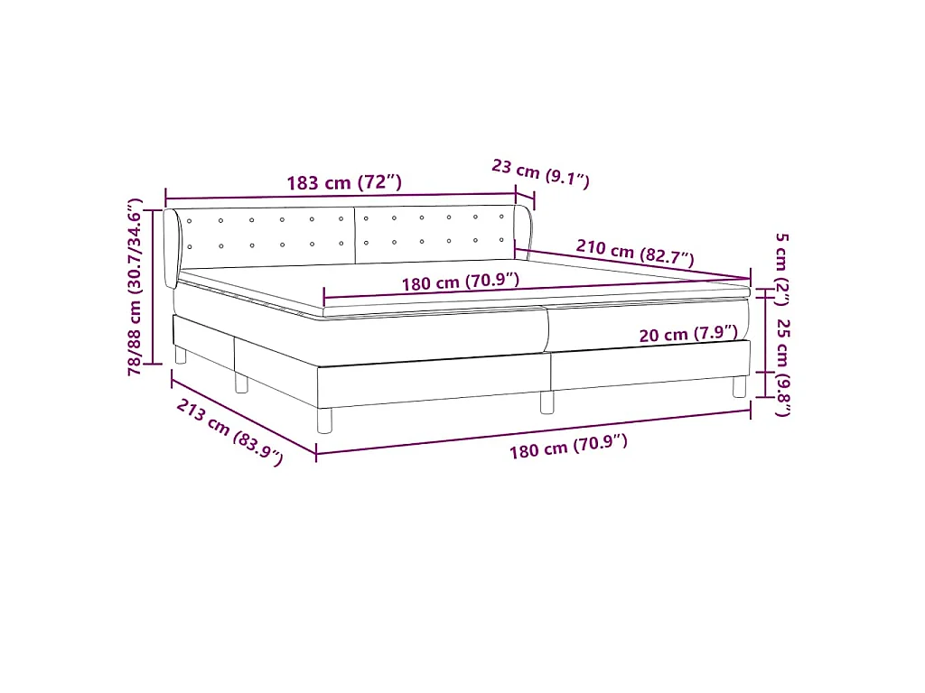 Boxspringbett mit Matratzen Rosa 180x210 cm Samt