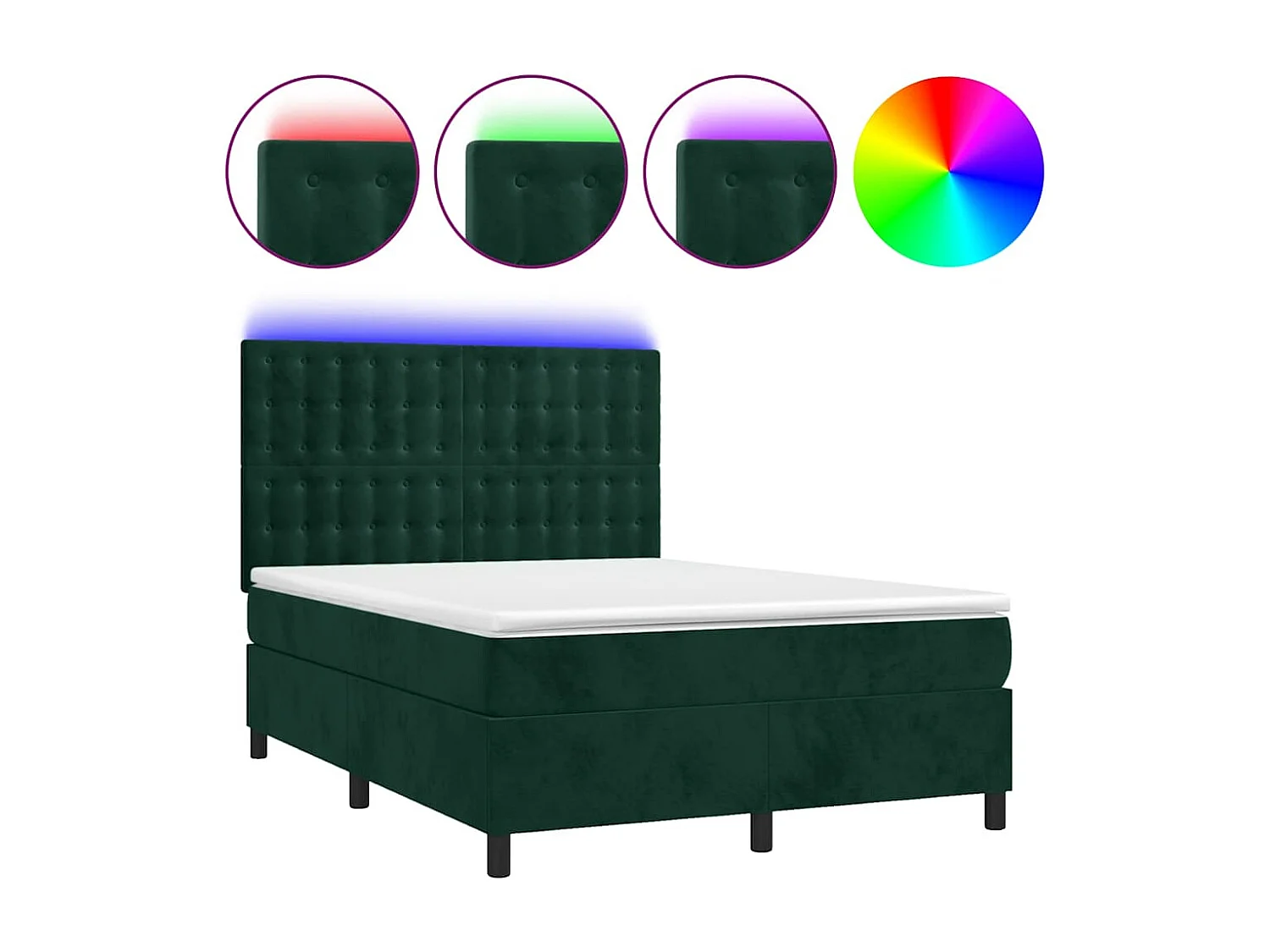 Boxspring met matras en LED fluweel donkergroen 140x200 cm
