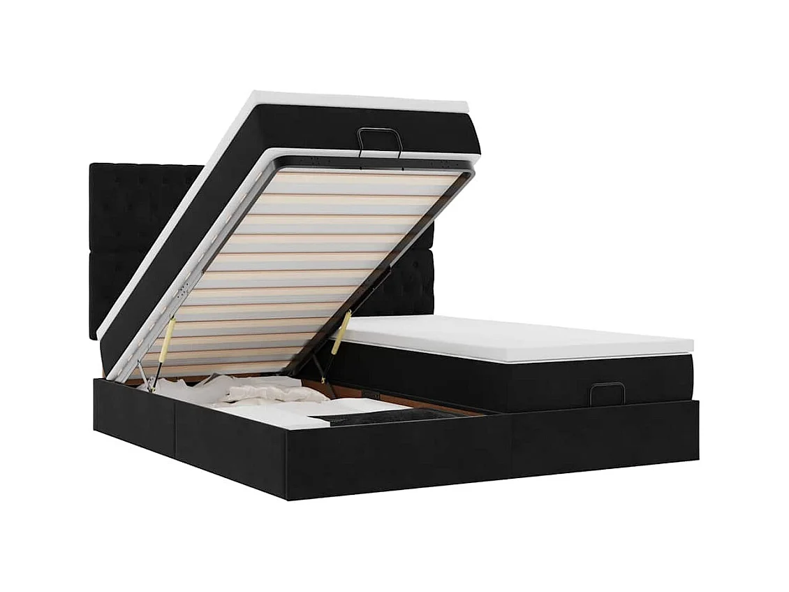 Ottoman bed met matrassen en LED's 180x200cm fluweel zwart