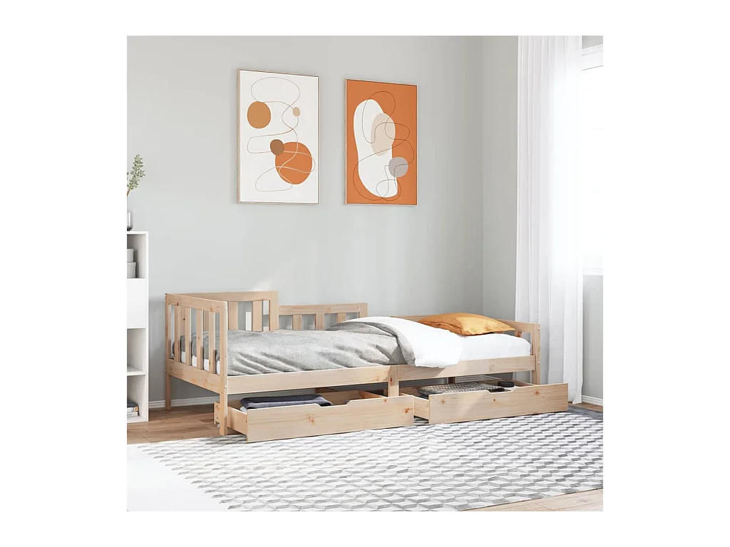 Lit de jour avec tiroirs sans matelas 90x200 cm bois massif