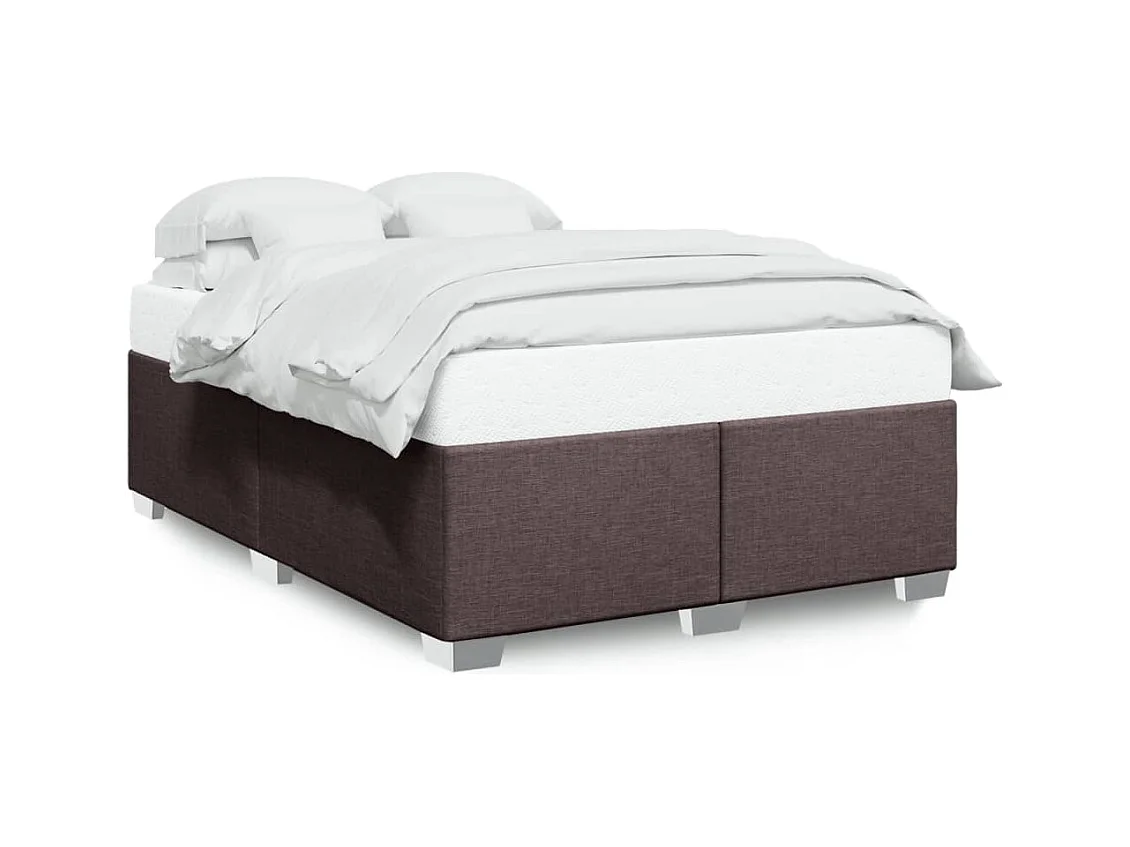 Estrutura de cama sem colchão 140x190 cm tecido castanho-escuro