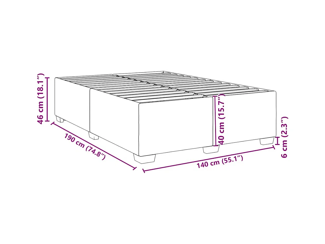 Estrutura de cama sem colchão 140x190 cm tecido castanho-escuro