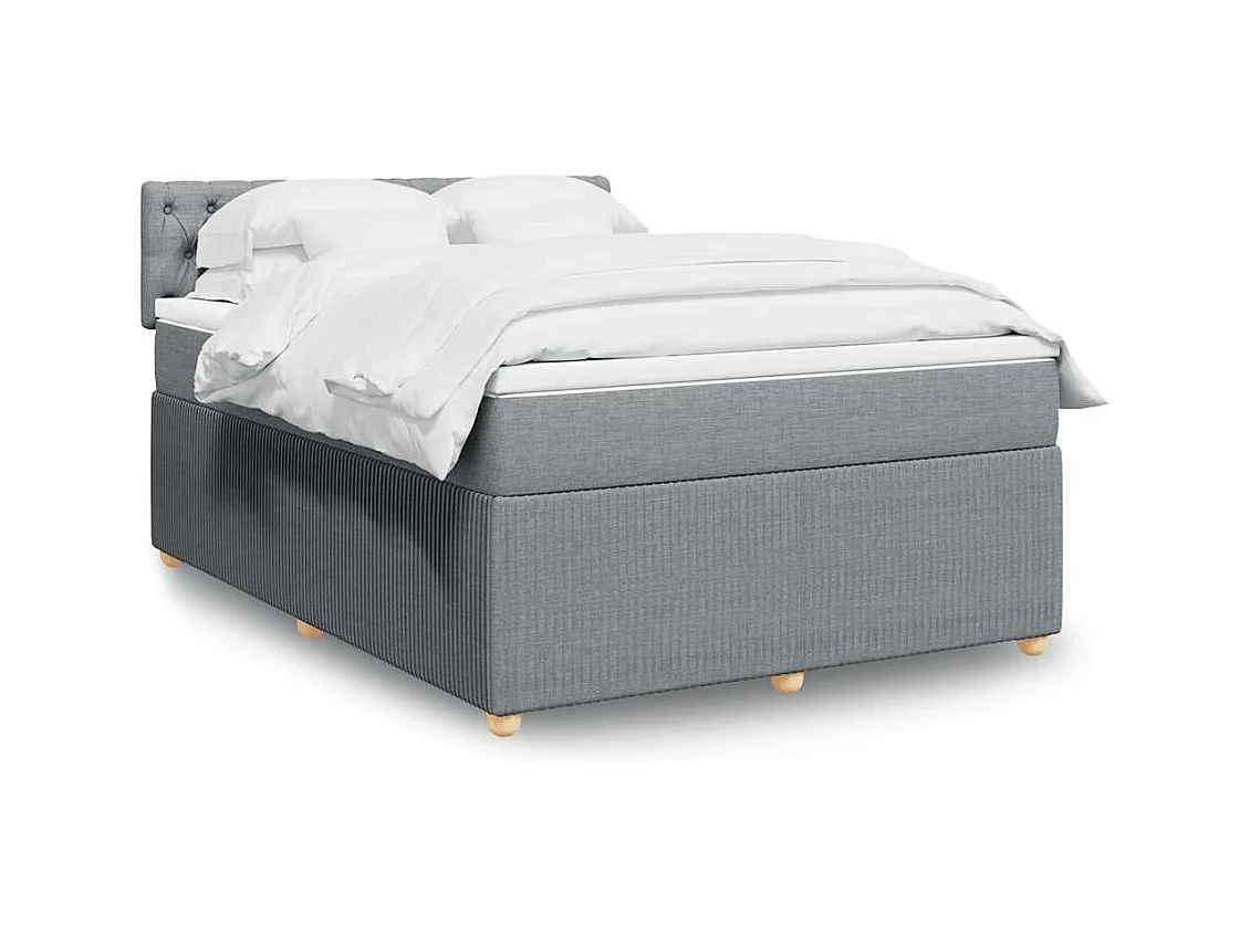Boxspringbett mit Matratze Hellgrau 140x190 cm Stoff