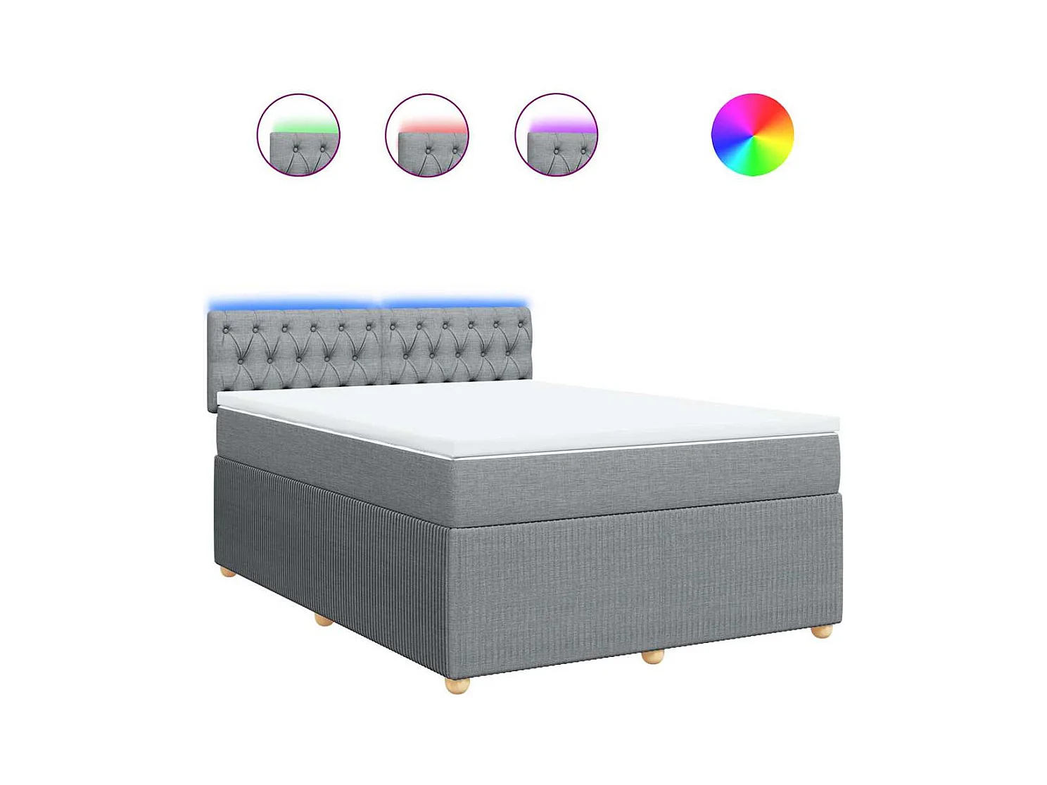 Boxspringbett mit Matratze Hellgrau 140x190 cm Stoff