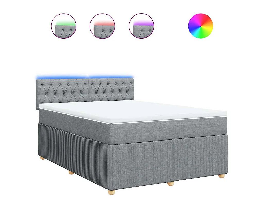 Boxspringbett mit Matratze Hellgrau 140x190 cm Stoff