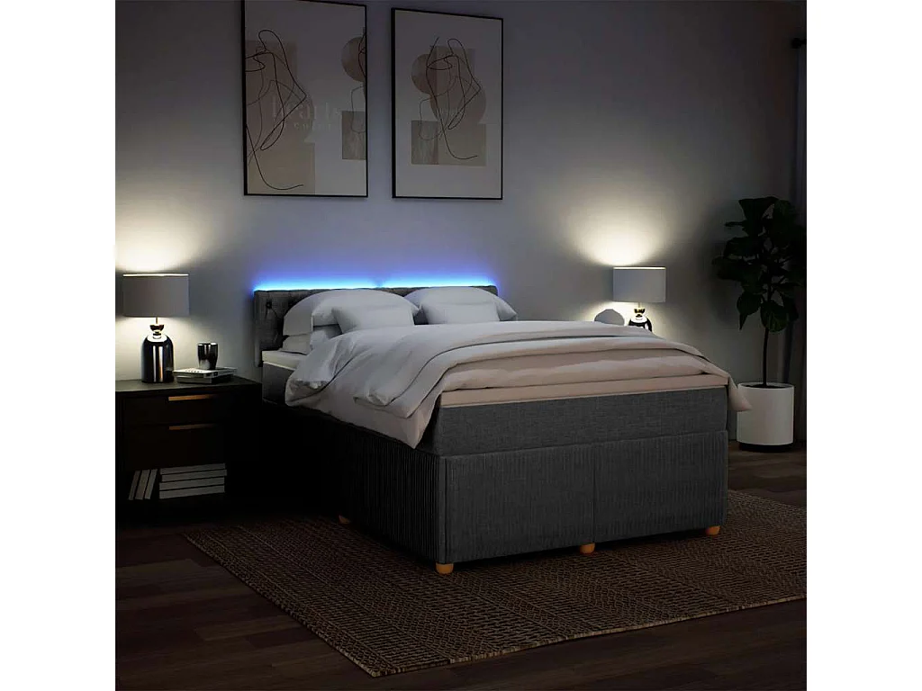 Boxspringbett mit Matratze Hellgrau 140x190 cm Stoff