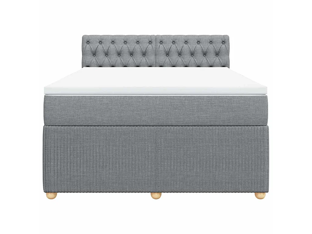 Boxspringbett mit Matratze Hellgrau 140x190 cm Stoff