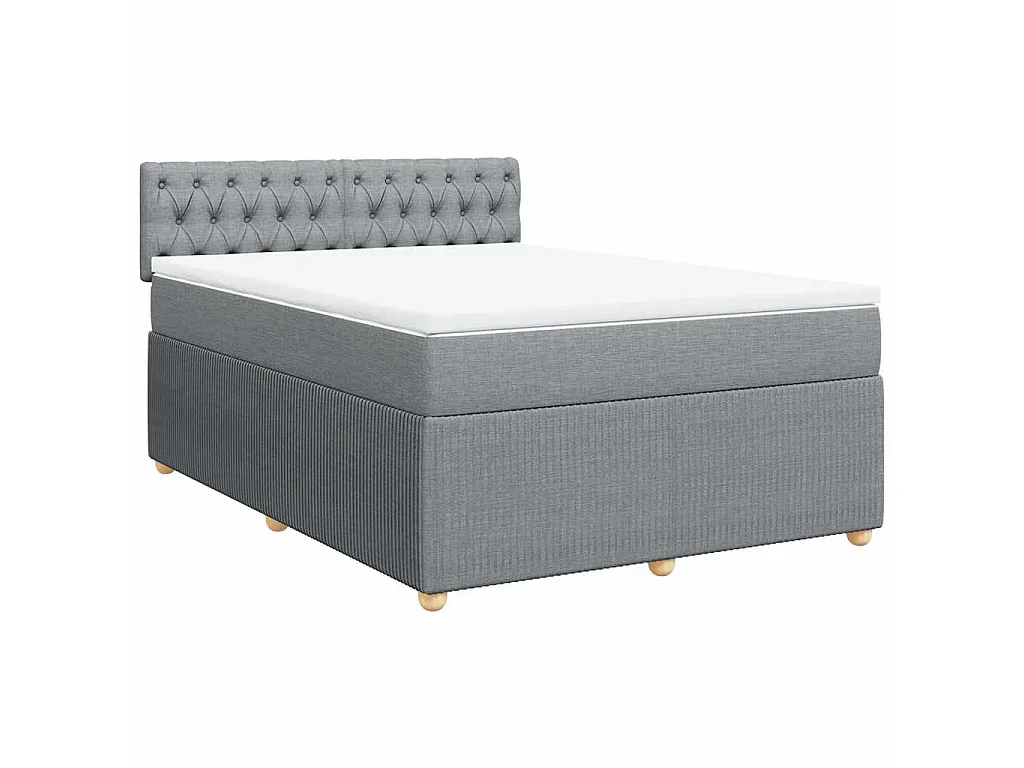 Giroletto a Molle con Materasso Grigio Chiaro 140x190cm Tessuto