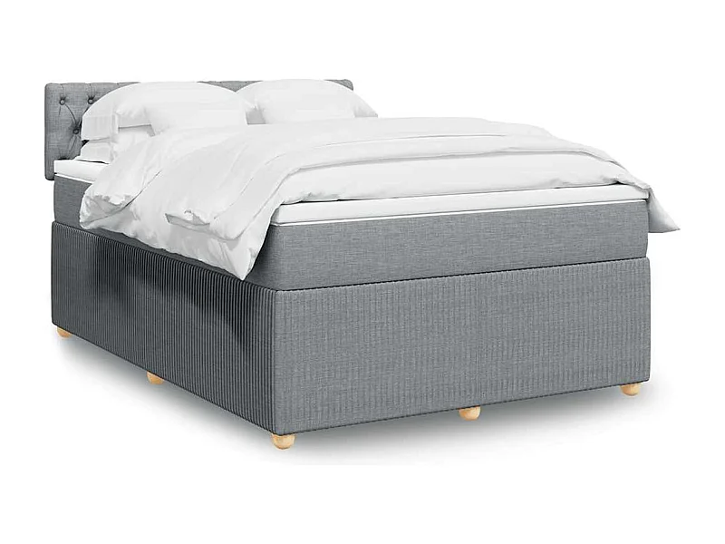 Boxspring met matras stof lichtgrijs 140x190 cm