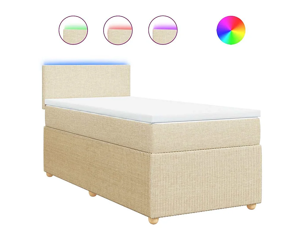 Boxspringbett mit Matratze Creme 90x190 cm Stoff