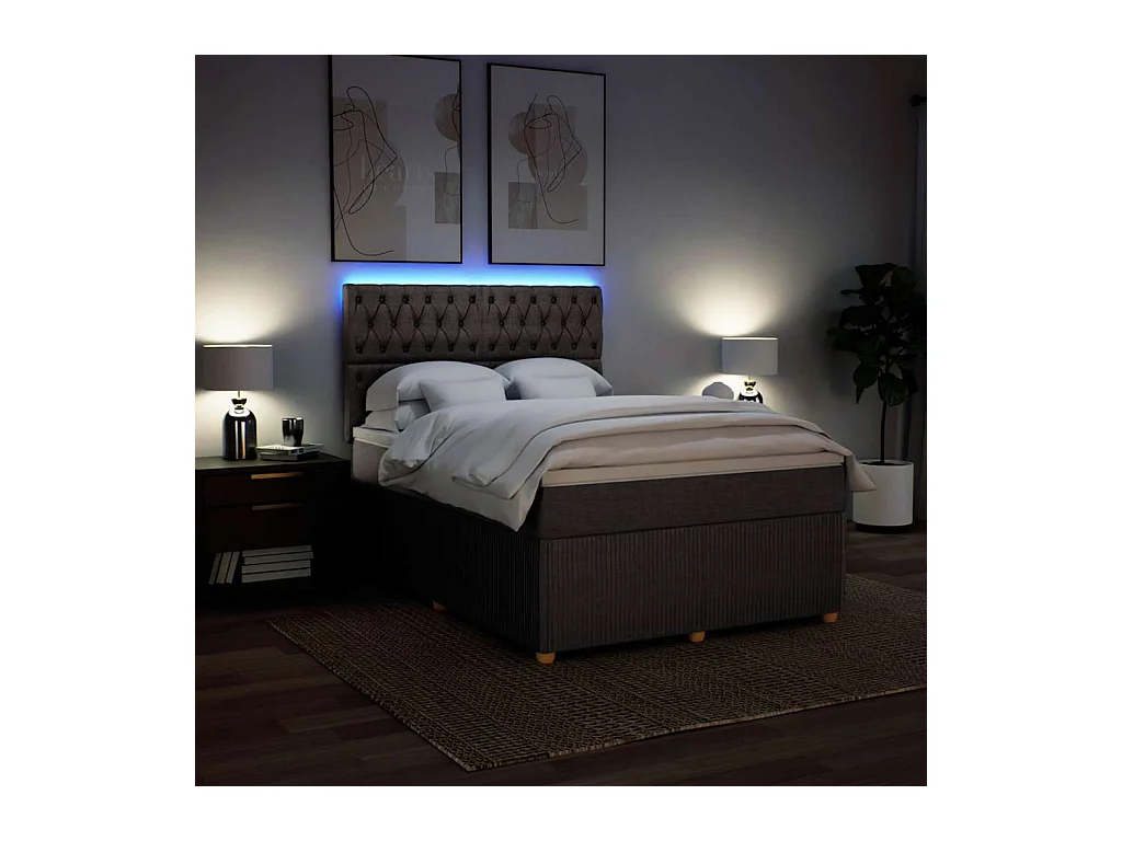 Boxspringbett mit Matratze Taupe 140x190 cm Stoff