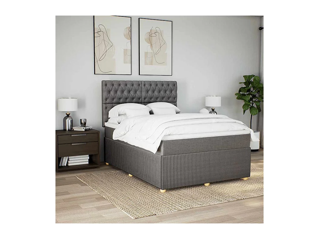 Boxspringbett mit Matratze Taupe 140x190 cm Stoff