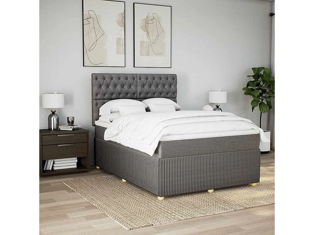Giroletto a Molle con Materasso Tortora 140x190 cm in Tessuto