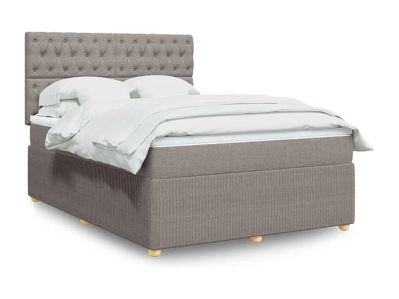 Sommier à lattes de lit avec matelas Taupe 140x190 cm Tissu