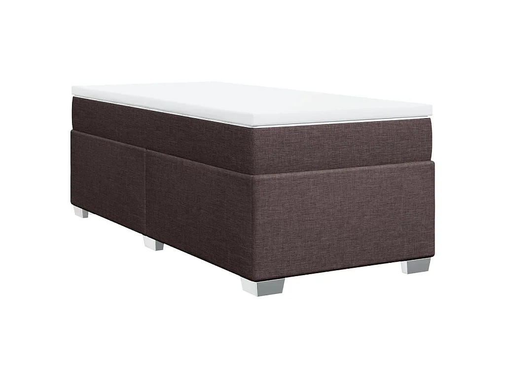 Cama box spring con colchón tela marrón oscuro 100x200 cm
