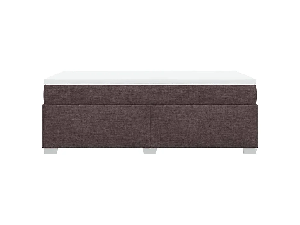 Cama box spring con colchón tela marrón oscuro 100x200 cm