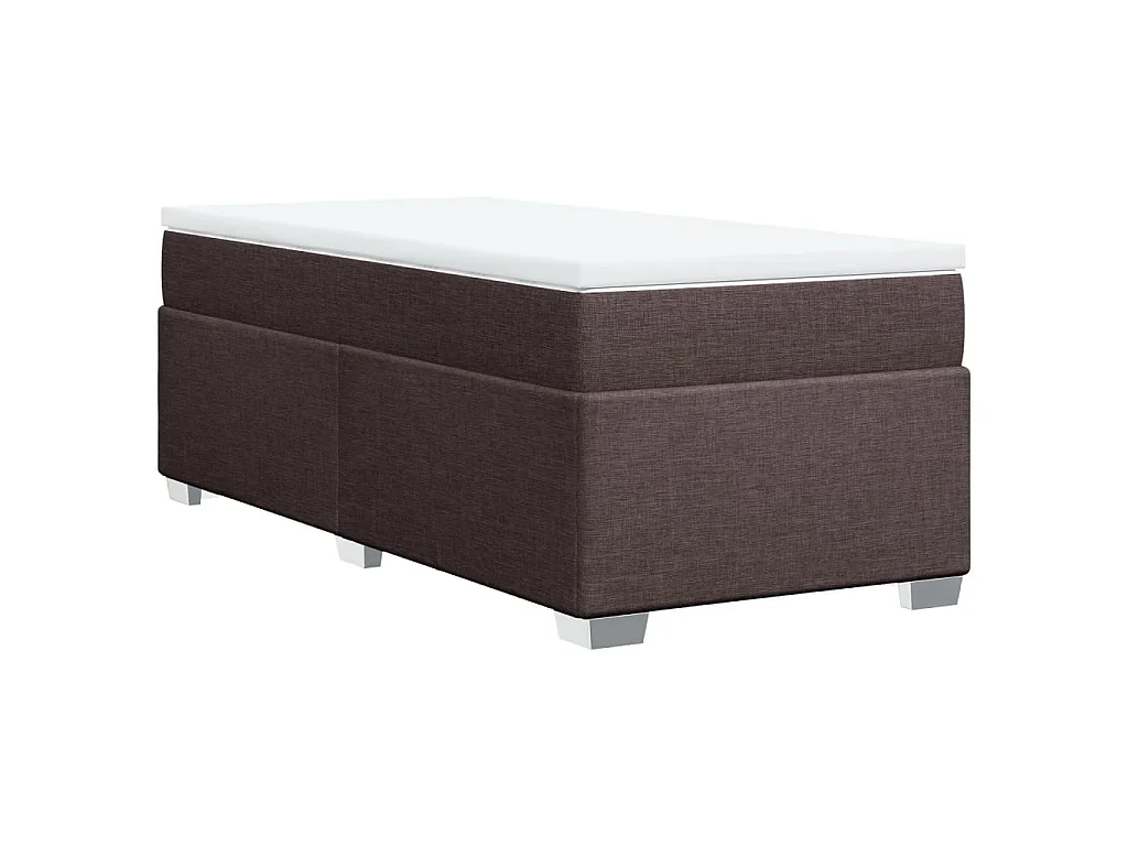 Cama box spring con colchón tela marrón oscuro 100x200 cm