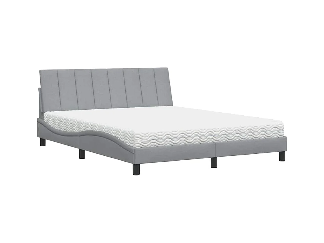 Lit avec matelas Hanko gris clair 160x200 cm tissu