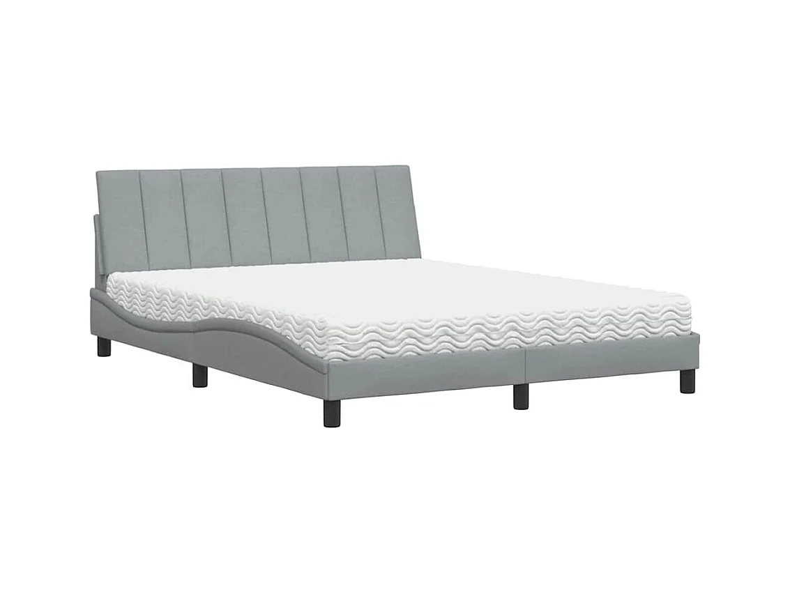 Lit avec matelas Hanko gris clair 160x200 cm tissu