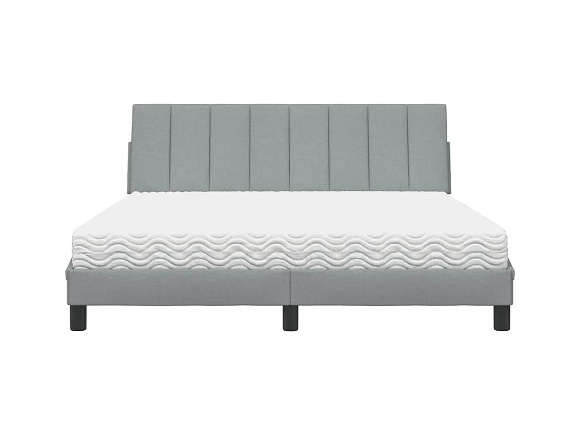 Lit avec matelas Hanko gris clair 160x200 cm tissu