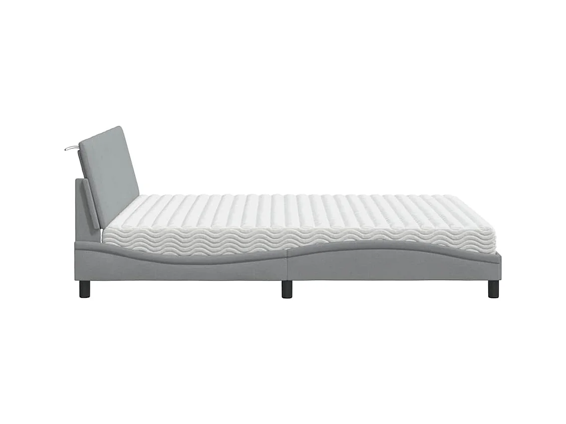 Lit avec matelas Hanko gris clair 160x200 cm tissu