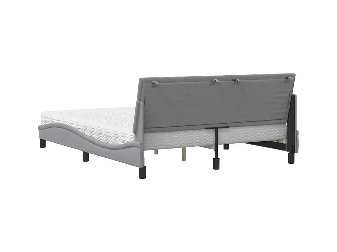 Lit avec matelas Hanko gris clair 160x200 cm tissu