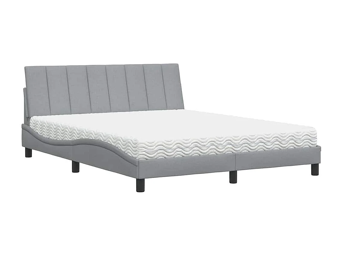 Cama com colchão Hanko 160x200 cm tecido cinzento-claro