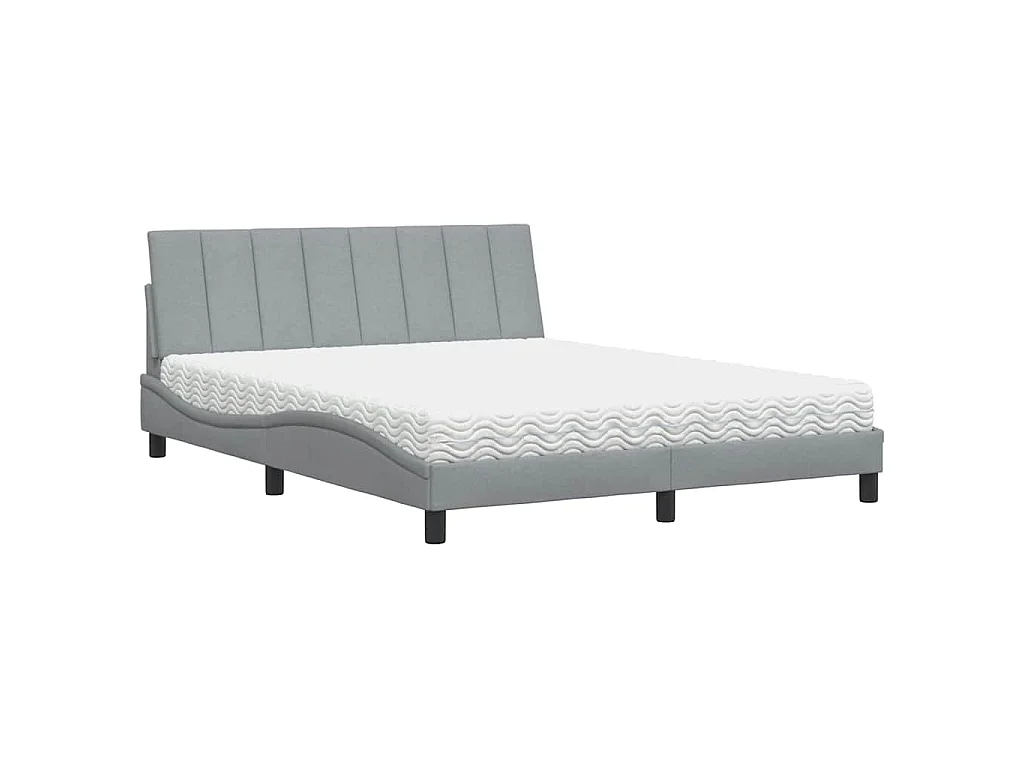 Lit avec matelas Hanko gris clair 160x200 cm tissu