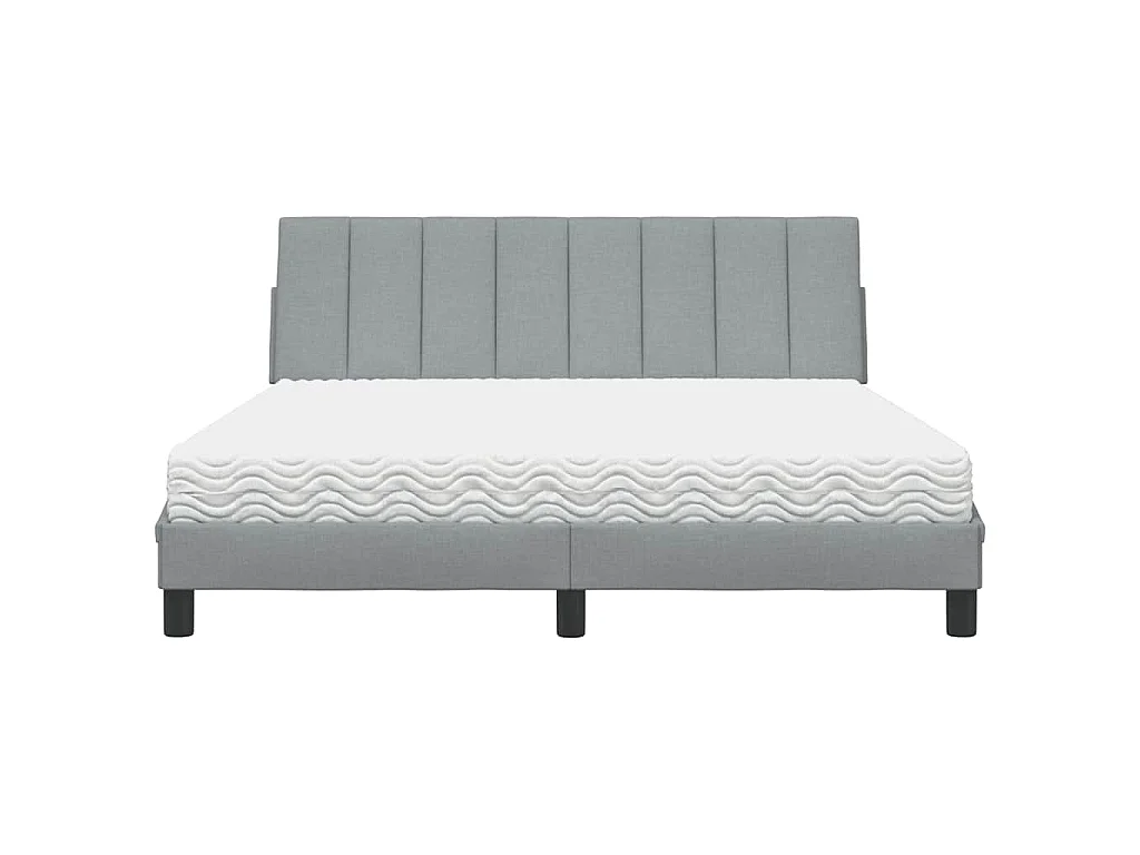 Lit avec matelas Hanko gris clair 160x200 cm tissu