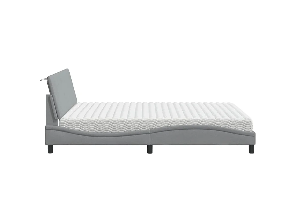 Lit avec matelas Hanko gris clair 160x200 cm tissu