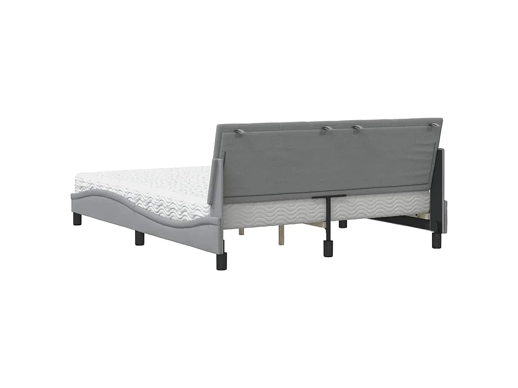 Lit avec matelas Hanko gris clair 160x200 cm tissu