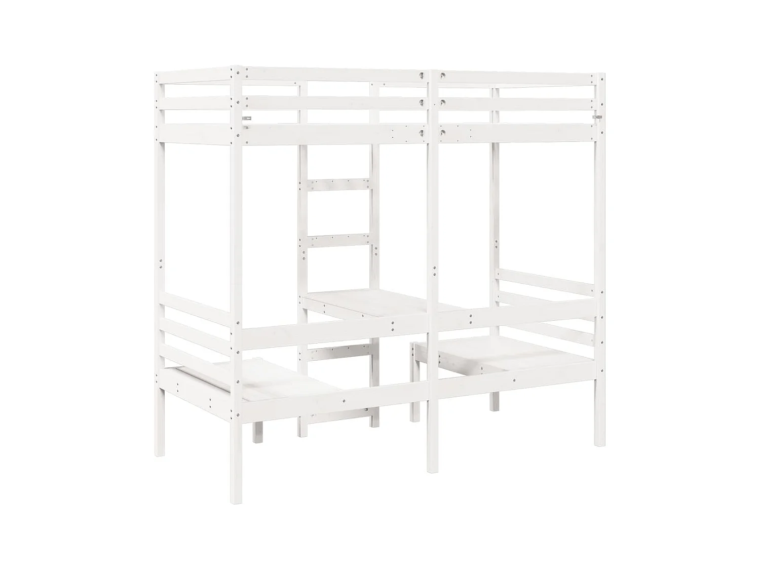 Lit mezzanine avec bureau et chaises blanc 90x200 cm pin massif