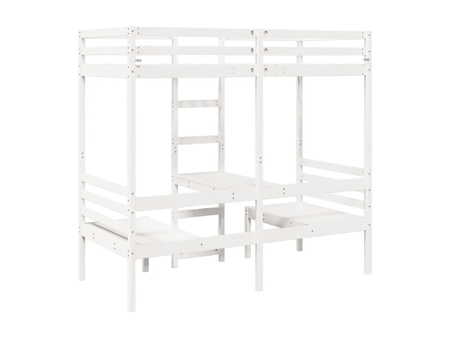 Lit mezzanine avec bureau et chaises blanc 90x200 cm pin massif