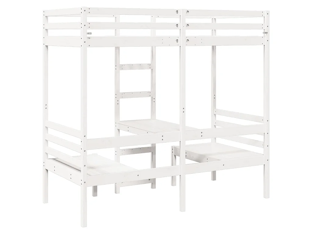 Lit mezzanine avec bureau et chaises blanc 90x200 cm pin massif