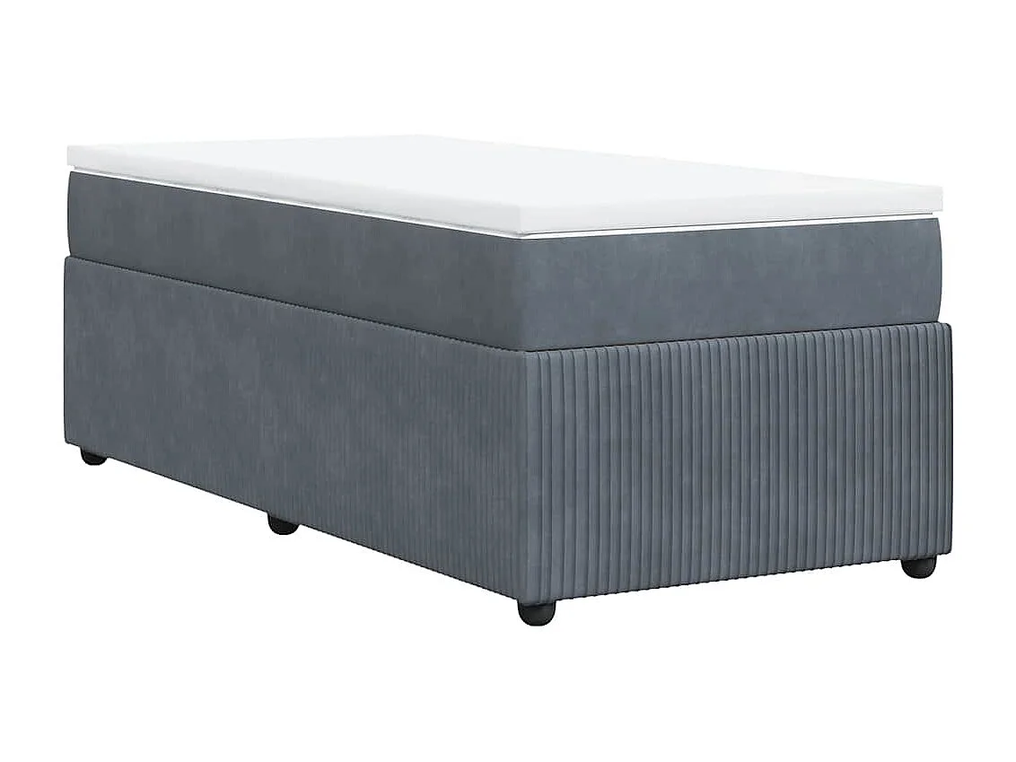 Sommier à lattes de lit et matelas Gris foncé 90x200 cm Velours