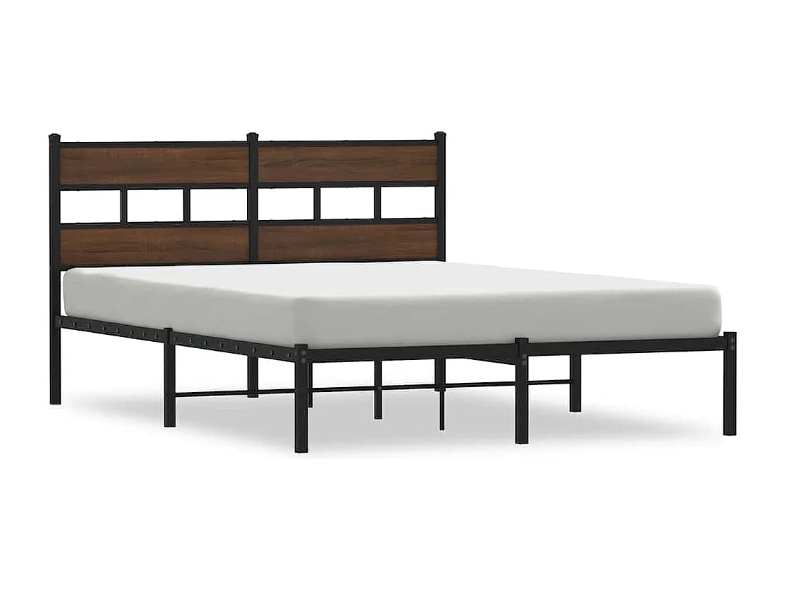 Bedframe met hoofdbord zonder matras bruin eiken 140x200 cm