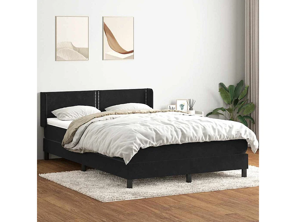 Boxspringbett mit Matratze Schwarz 160x210 cm Samt