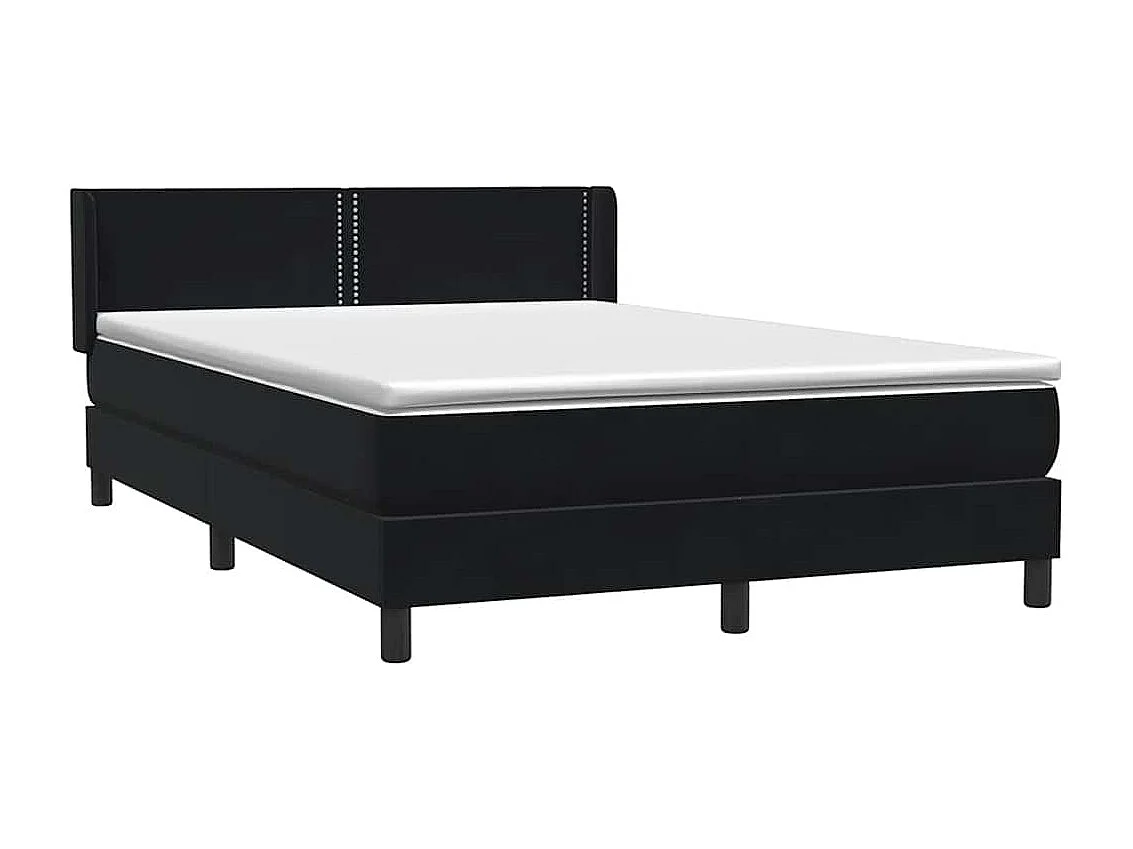 Boxspringbett mit Matratze Schwarz 160x210 cm Samt