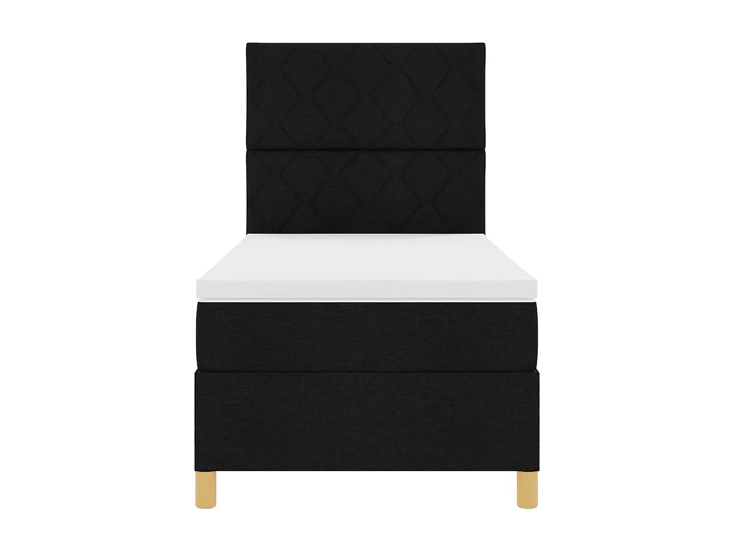 Lit à ressorts avec matelas Noir 90 x 190 cm tissu
