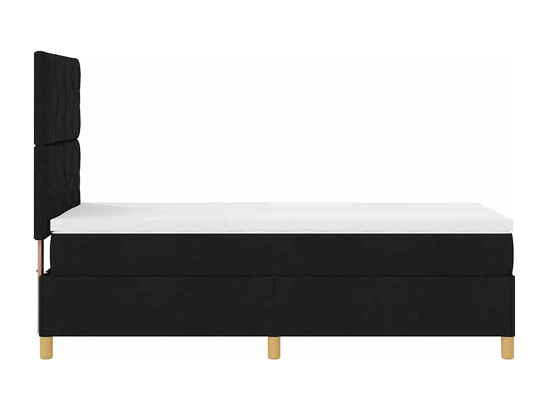 Lit à ressorts avec matelas Noir 90 x 190 cm tissu